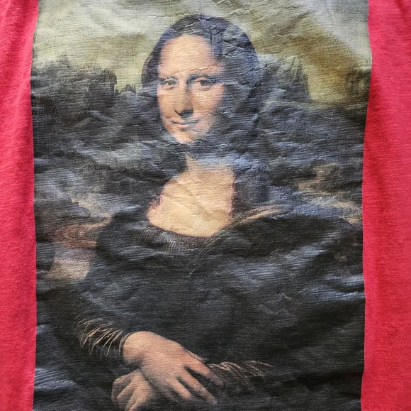 Off-White Red Mona Lisa Print Cotton Designer Art To Wear T-shirt Size M
